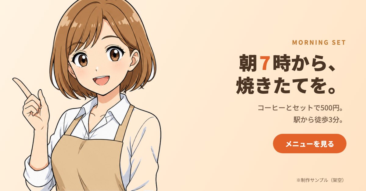 カフェのモーニング告知バナー