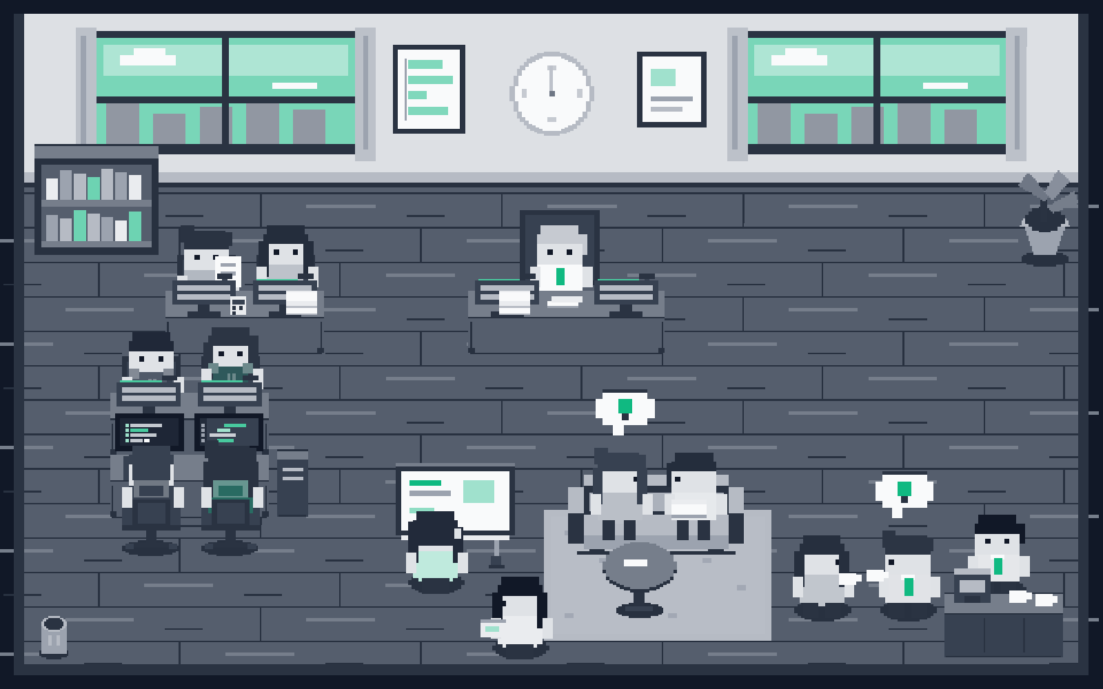 動くドット絵のオフィスの制作例