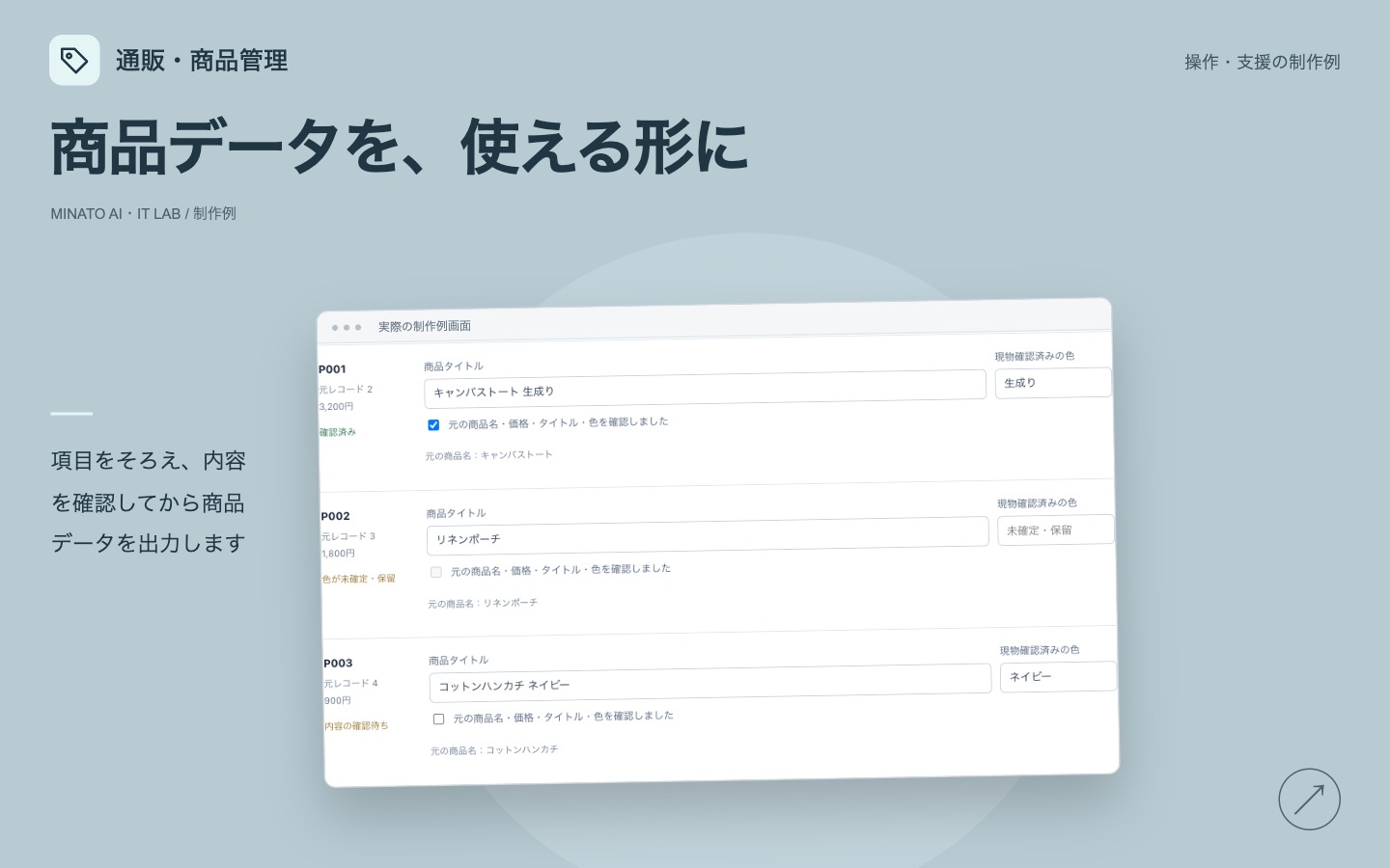 商品の登録データを整える