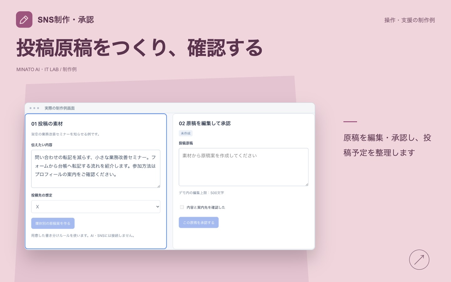 SNS原稿の制作と承認